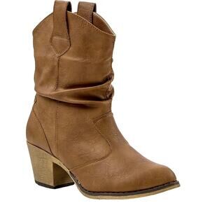 Charles Albert Women's Western Cowboy Boots Brown Mid-Calf Pull On SZ 10